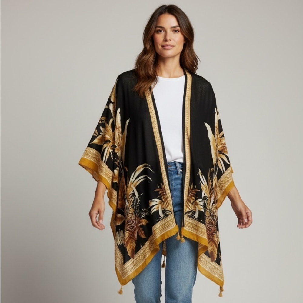 Vince Camuto ladies wrap. With arm holes. OS NWT. Gorgeously Fall Colors tassels